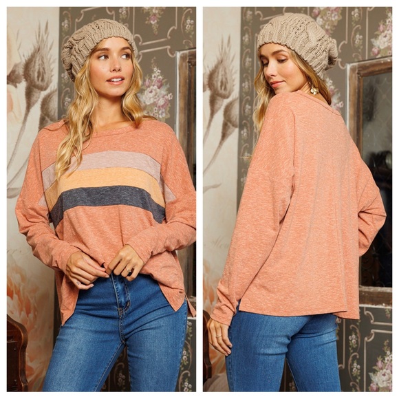 #43 Multi Color Block Crew-Neck Cozy Stylish Top - Picture 6 of 7